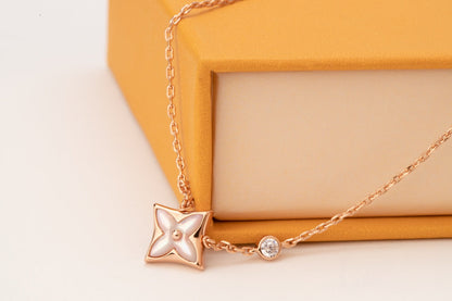 [Marin-Jewelry]STAR PINK MOP 1 DIAMOND PINK GOLD NECKLACE