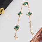 [Marin]STAR AND SUN 4 MOTIF PINK GOLD MALACHITE BRACELET