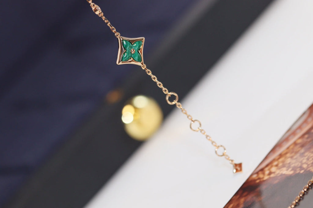 [Marin]STAR AND SUN 4 MOTIF PINK GOLD MALACHITE BRACELET