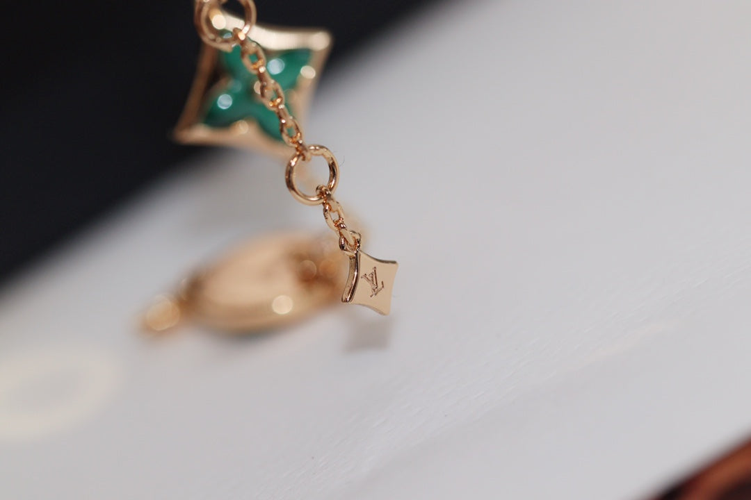 [Marin-Jewelry]STAR AND SUN 4 MOTIF PINK GOLD MALACHITE BRACELET