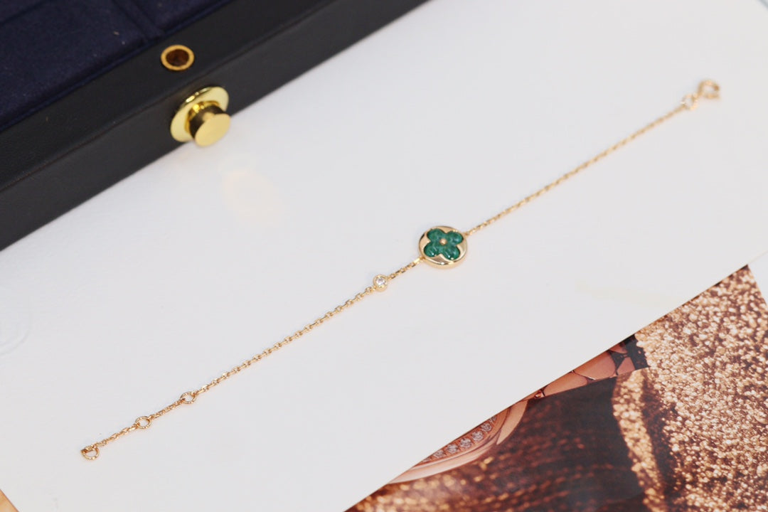 [Marin]STAR AND SUN 4 MOTIF PINK GOLD MALACHITE BRACELET