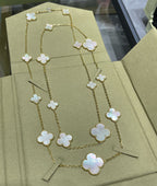 [Marin]COLLIER CLOVER 16 MOTIF NACRE BLANCHE OR