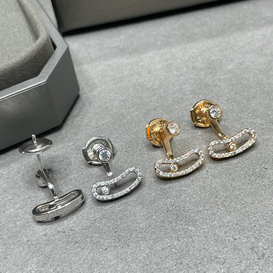 [Marin]MOVE UNO PINK GOLD DIAMOND EARRINGS
