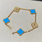 [⭐Shinejoy] COLLECTION DE BRACELETS AGATE BLEUE 5 MOTIFS CLOVER