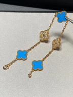 [⭐Shinejoy] COLLECTION DE BRACELETS AGATE BLEUE 5 MOTIFS CLOVER