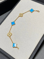 [⭐Shinejoy] COLLECTION DE BRACELETS AGATE BLEUE 5 MOTIFS CLOVER