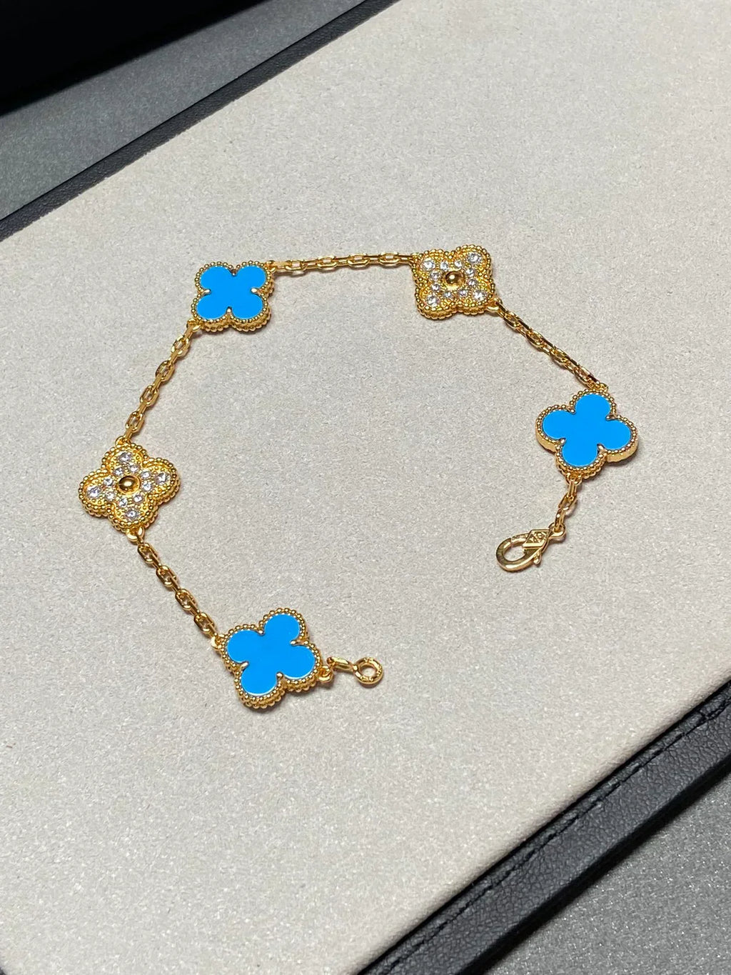 [⭐Shinejoy] COLLECTION DE BRACELETS AGATE BLEUE 5 MOTIFS CLOVER