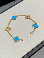 [⭐Shinejoy] COLLECTION DE BRACELETS AGATE BLEUE 5 MOTIFS CLOVER