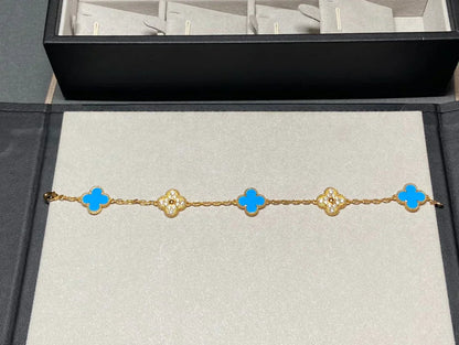 [Marin-Jewelry] クローバー5モチーフ ブルーアゲートブレスレットコレクション