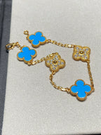 [⭐Shinejoy] COLLECTION DE BRACELETS AGATE BLEUE 5 MOTIFS CLOVER