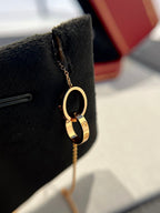 [Marin]LOVE NECKLACE DOUBLE RING PINK GOLD