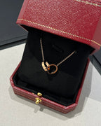 [Marin]LOVE NECKLACE DOUBLE RING PINK GOLD