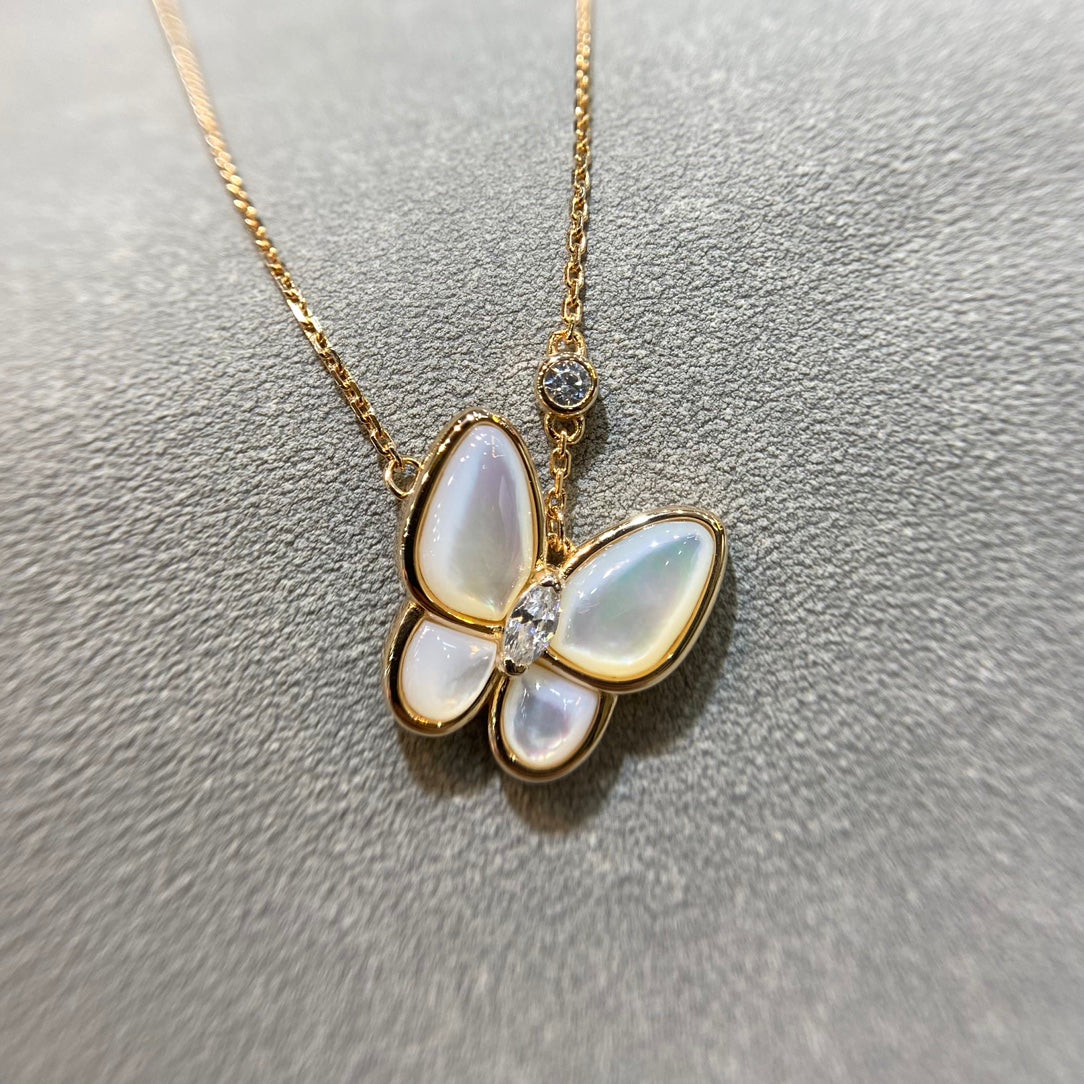 [Marin-Jewelry]バタフライ MOP ダイヤモンドネックレス