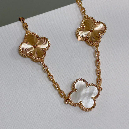 [Marin-Jewelry]CLOVER WHITE PEARL MOP 5 MOTIF BRACELET COLLECTION