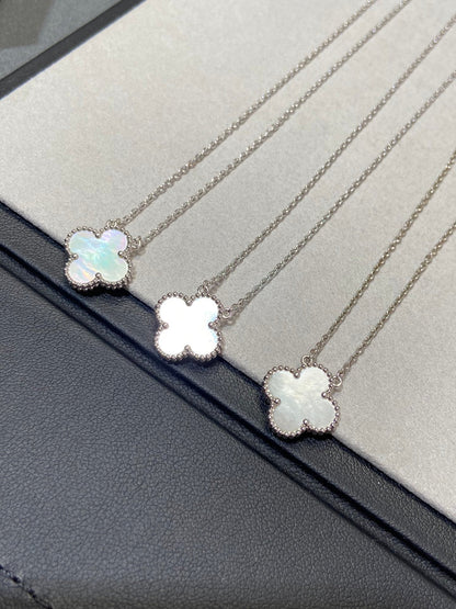 [Marin-Jewelry]CLOVER MEDIUM SILVER WHITE MOP NECKLACE