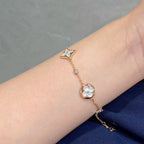 [Marin]STAR AND SUN 4 MOTIF WHITE MOP PINK GOLD BRACELET