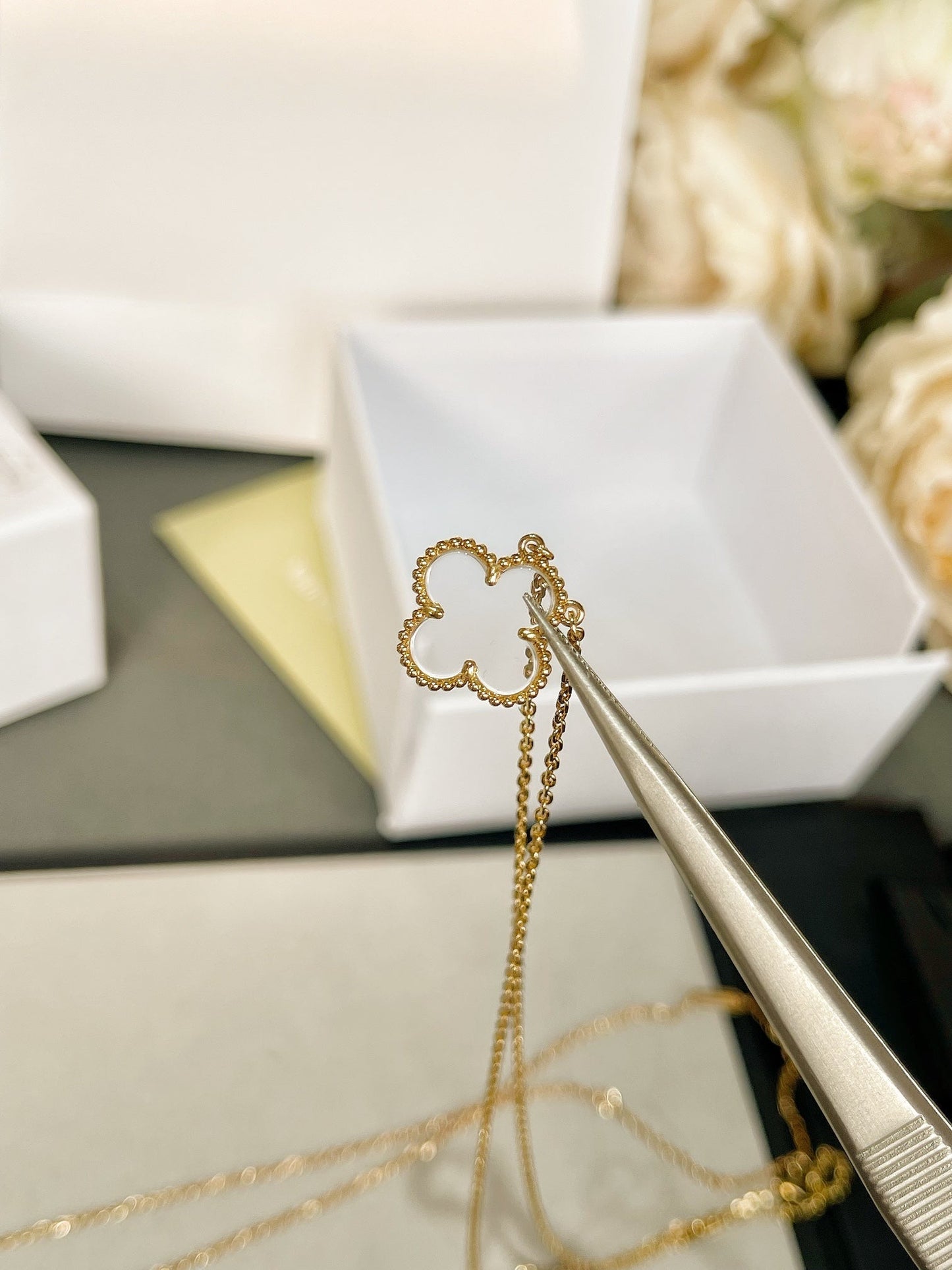 [Marin-Jewelry]CLOVER ROCK CRYSTAL Marin-Jewelry GOLD NECKLACE