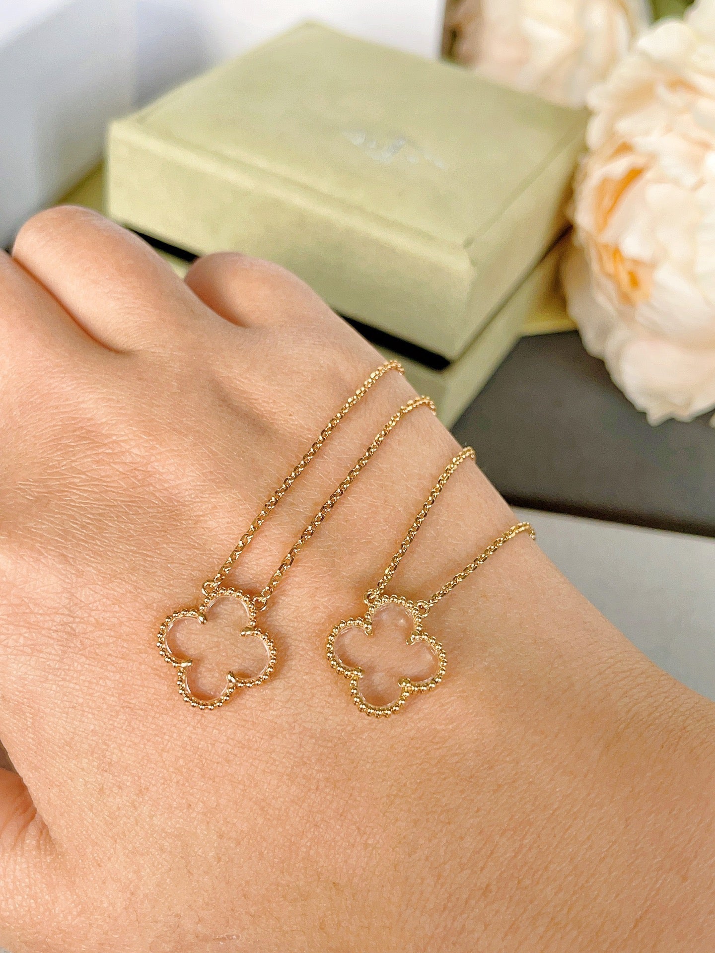 [Marin-Jewelry]CLOVER ROCK CRYSTAL Marin-Jewelry GOLD NECKLACE