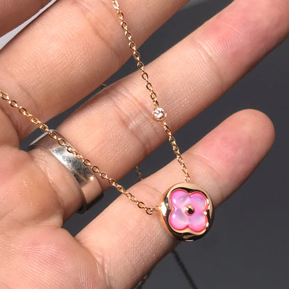 [Marin-Jewelry]COLOR BLOSSOM PINK MOP SUN GOLD NECKLACE