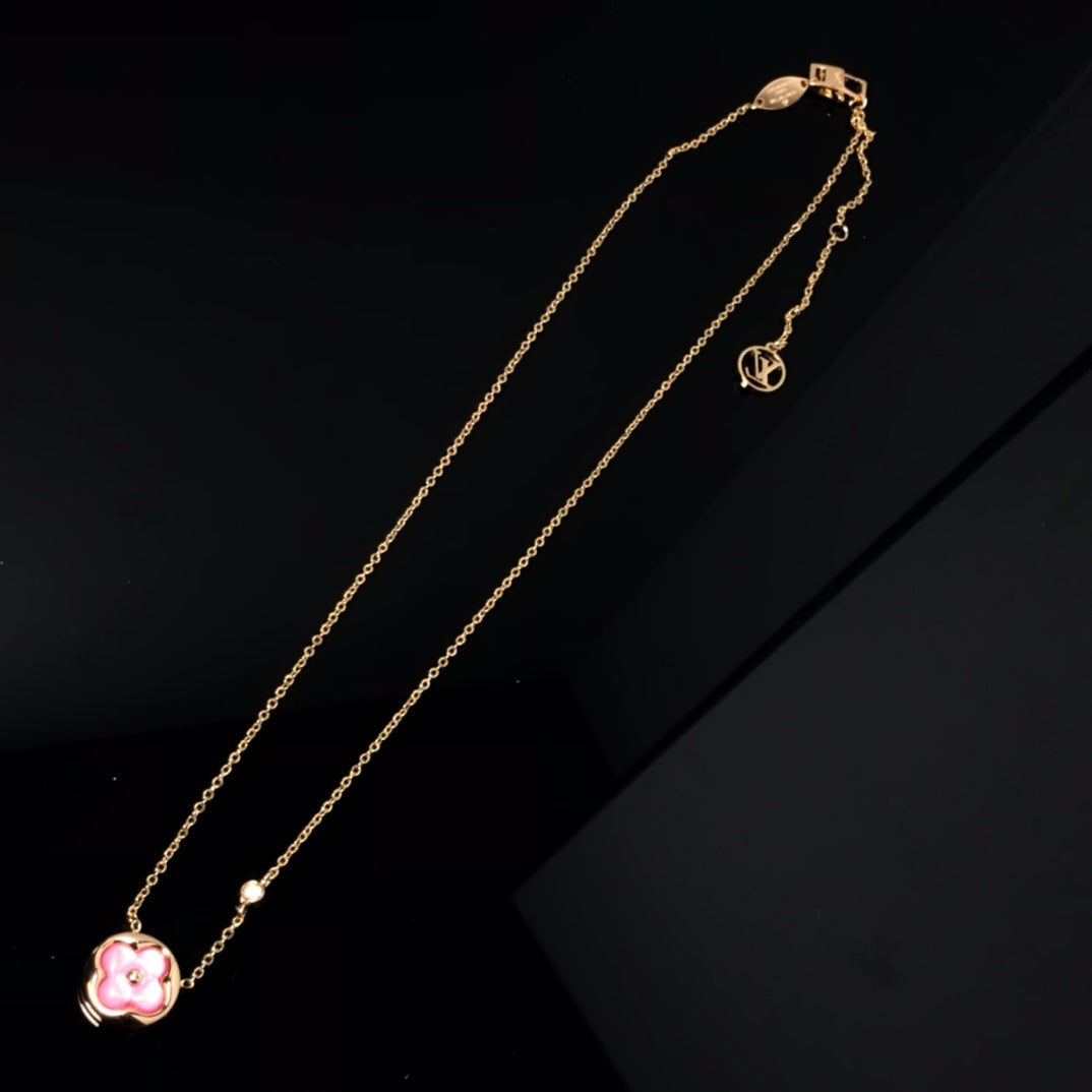 [Marin]COLOR BLOSSOM PINK MOP SUN GOLD NECKLACE