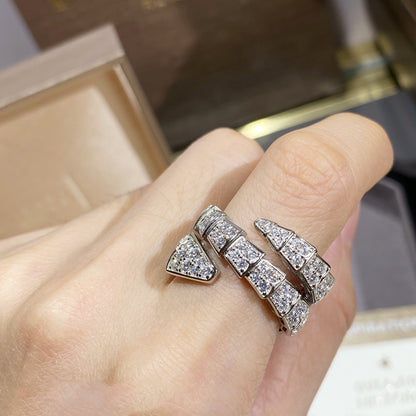 [Marin]SERPENTI DOUBLE RING SILVER DIAMOND PAVED