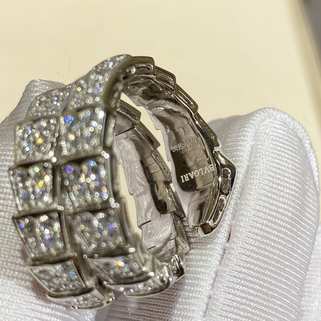 [Marin]SERPENTI DOUBLE RING SILVER DIAMOND PAVED