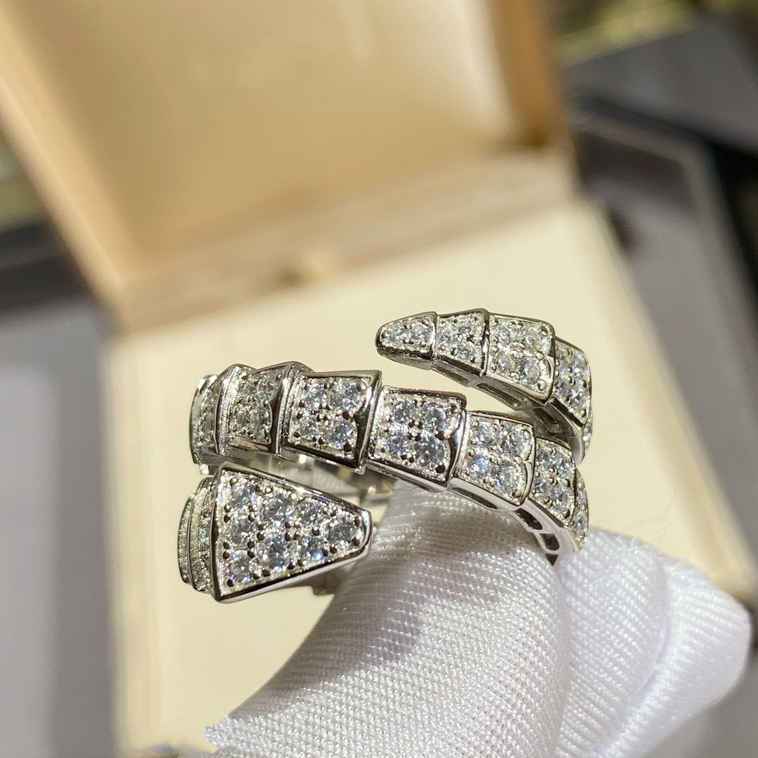 [Marin]SERPENTI DOUBLE RING SILVER DIAMOND PAVED