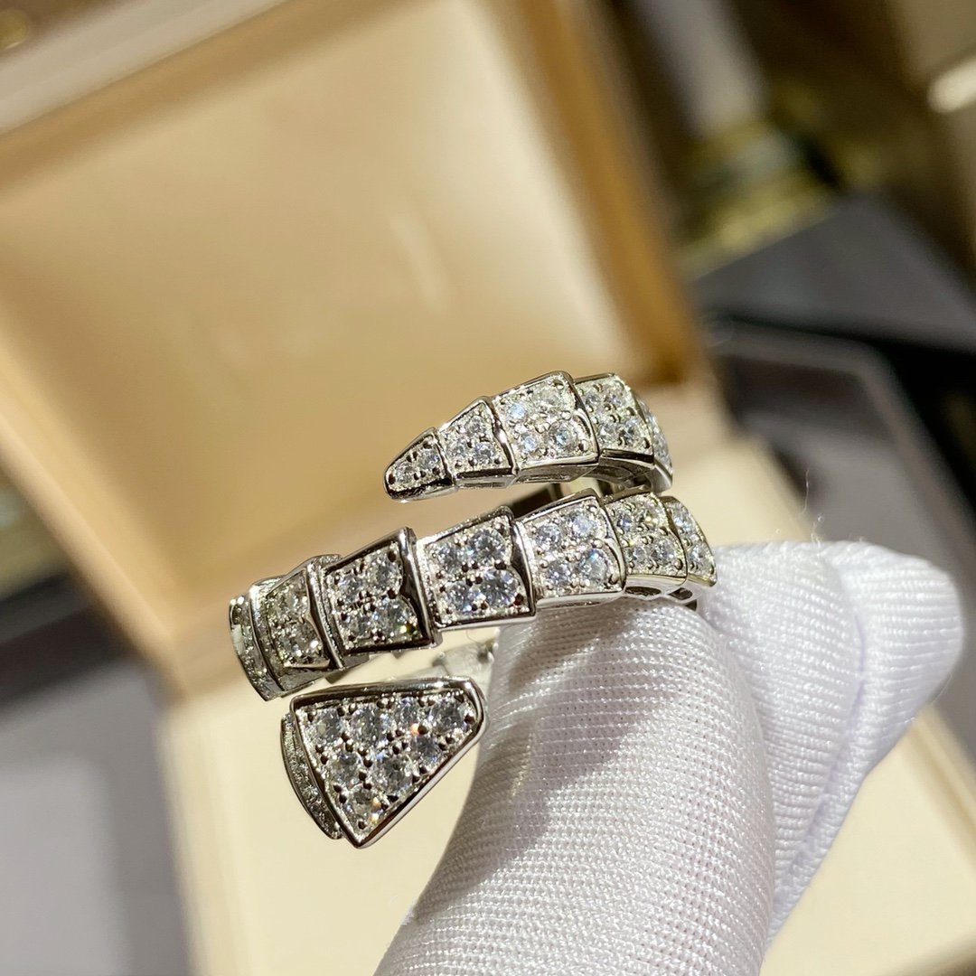[Marin]SERPENTI DOUBLE RING SILVER DIAMOND PAVED