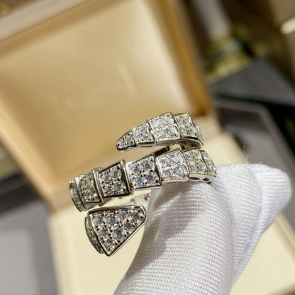 [Marin]SERPENTI DOUBLE RING SILVER DIAMOND PAVED