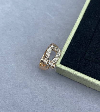 [Marin-Jewelry]Wide Hoof-Shaped Diamond-Studded Ring