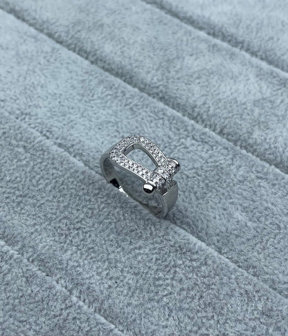 [Marin-Jewelry]Wide Hoof-Shaped Diamond-Studded Ring