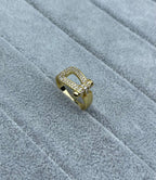 [Marin]Wide Hoof-Shaped Diamond-Studded Ring
