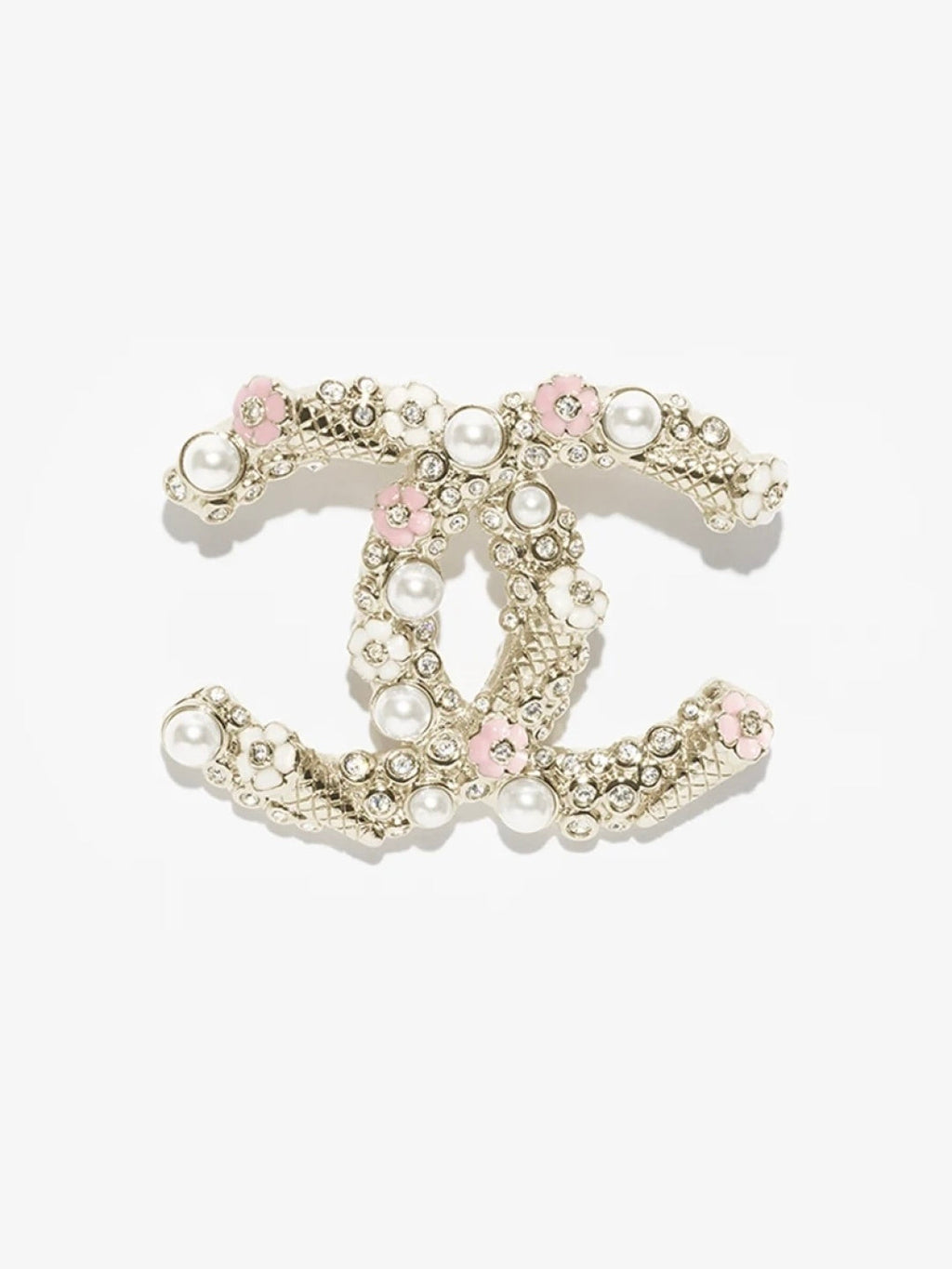 [Marin]Broche Double C Cône de Glace en Émail Rose et Blanc 26C