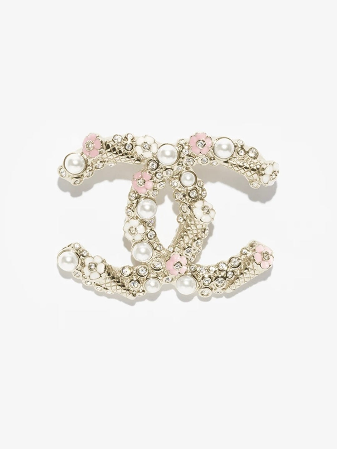 [Marin]26C Pink-White Enamel Ice Cream Cone Double C Brooch