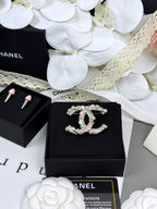 [Marin]Broche Double C Cône de Glace en Émail Rose et Blanc 26C