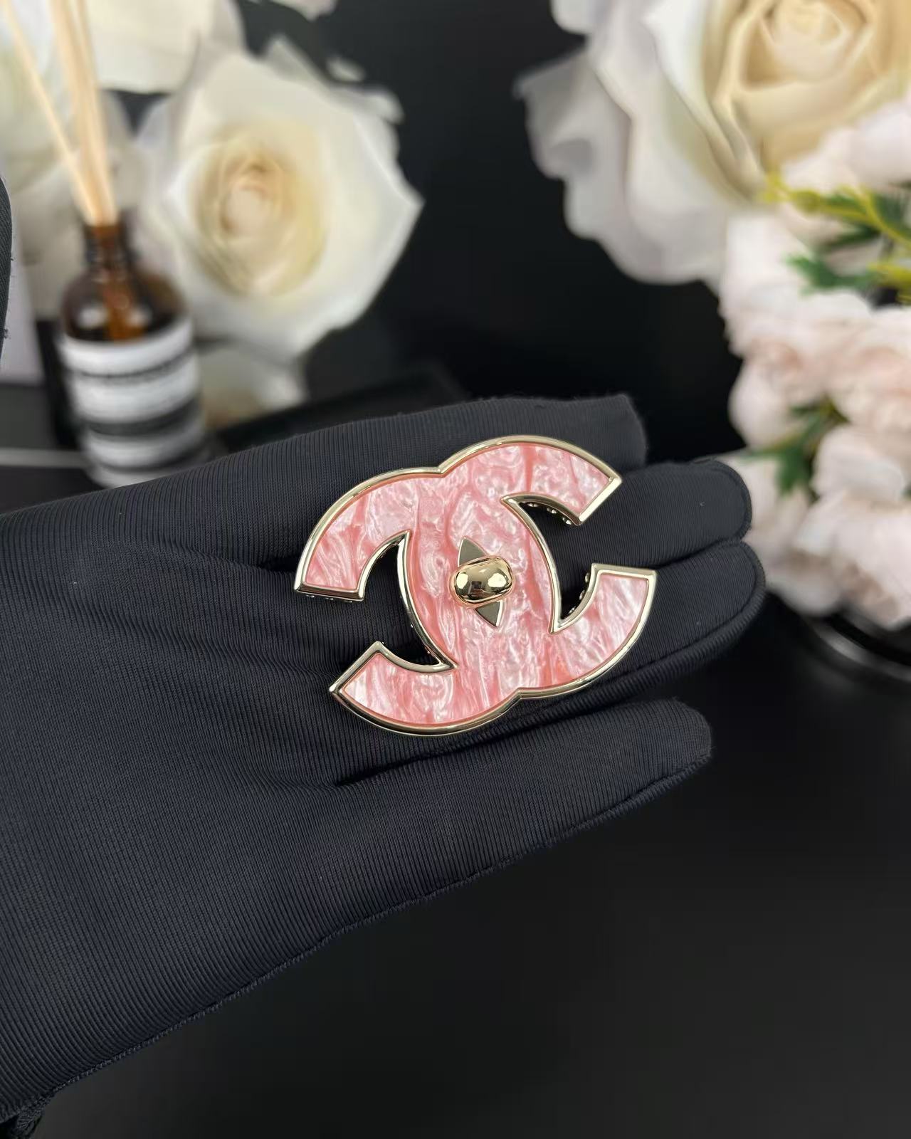 [Marin-Jewelry]Pink Resin Classic Brooch 5cm