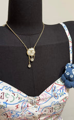 [Marin]Cloud Pearl Collier Pendentif Chaîne Nacre Diamant