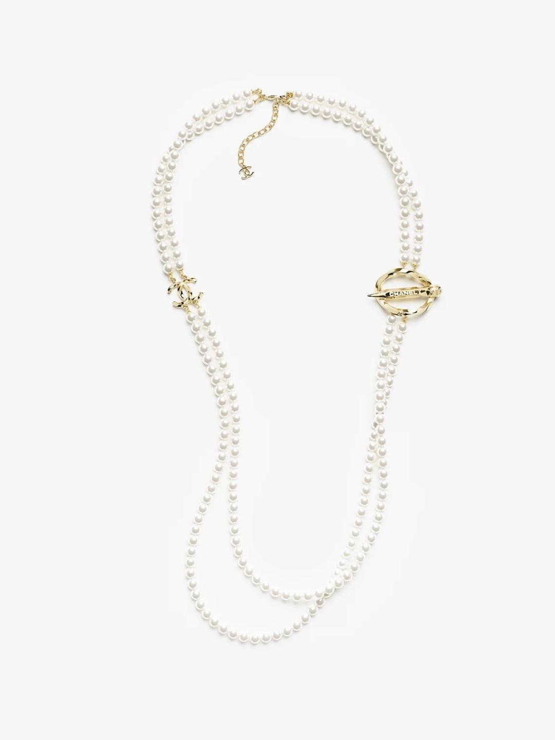 [Marin-Jewelry]25K 鉛筆 ダブルC 二層 パールセーターチェーン