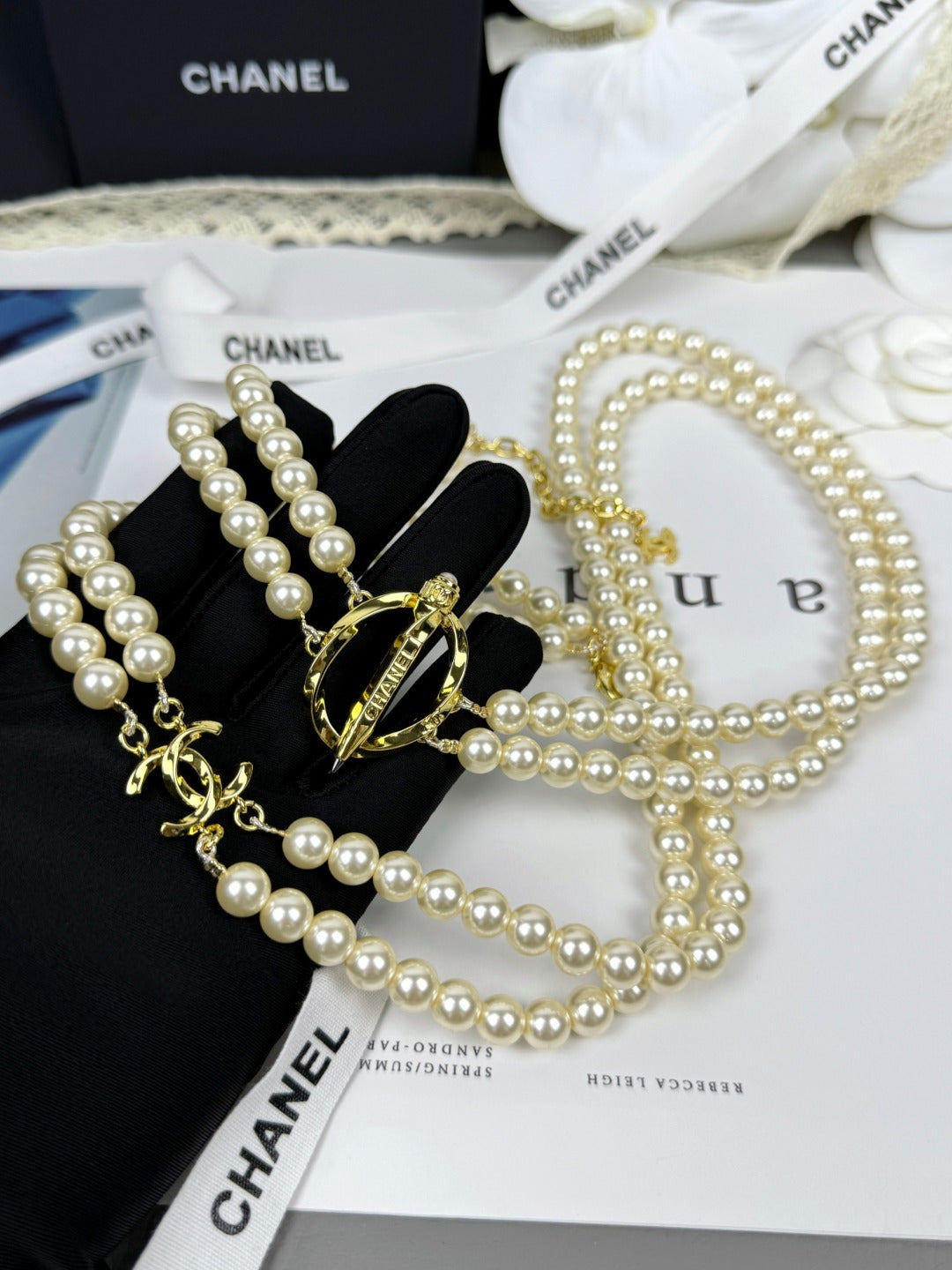 [Marin-Jewelry]25K 鉛筆 ダブルC 二層 パールセーターチェーン