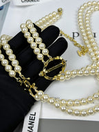 [Marin]25K Pencil Double C Double-Layer Pearl Sweater Chain