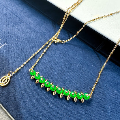 [Marin-Jewelry]New Arrival: Green Bead Rivet Necklace