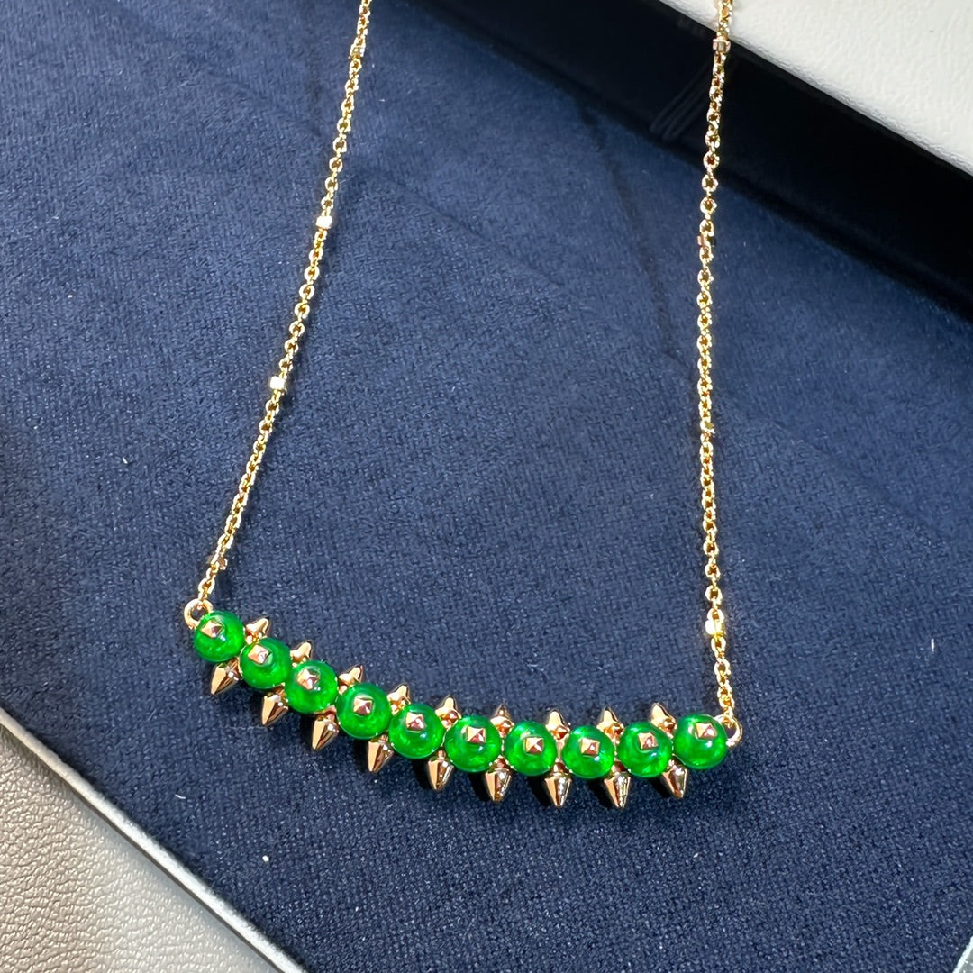 [Marin]New Arrival: Green Bead Rivet Necklace