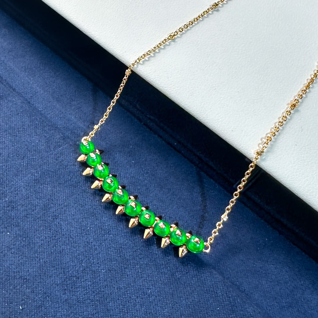 [Marin-Jewelry]New Arrival: Green Bead Rivet Necklace