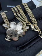 [Marin]Nouveau collier double couche à motif floral bleu