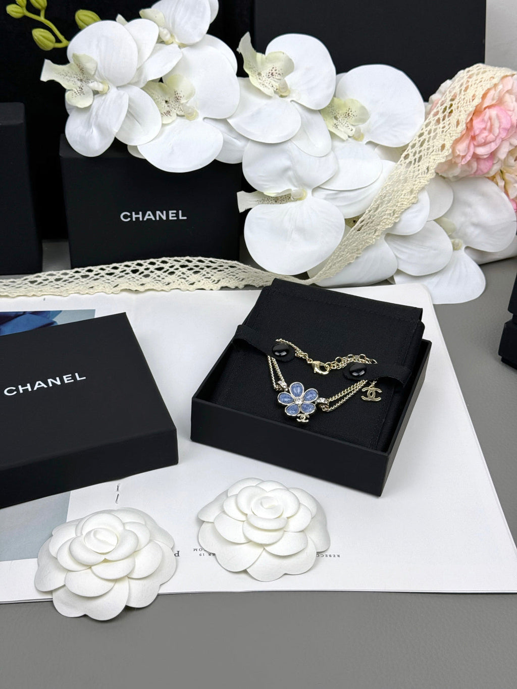 [Marin]VOLTE New Blue Floral Double-Layer Bracelet