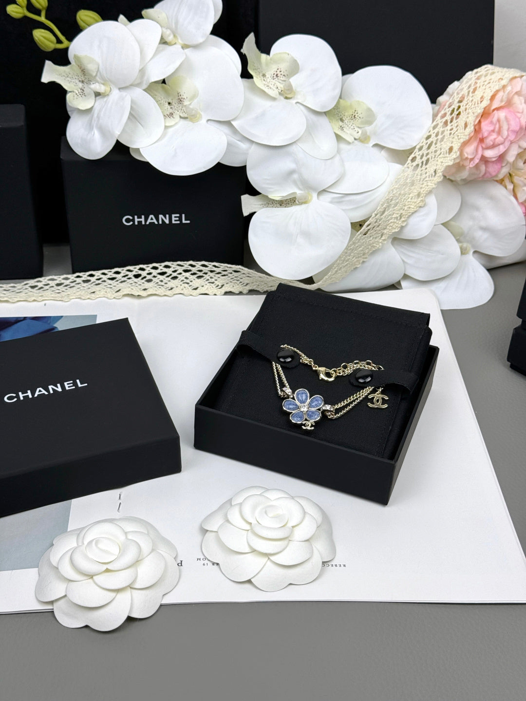[Marin]VOLTE New Blue Floral Double-Layer Bracelet