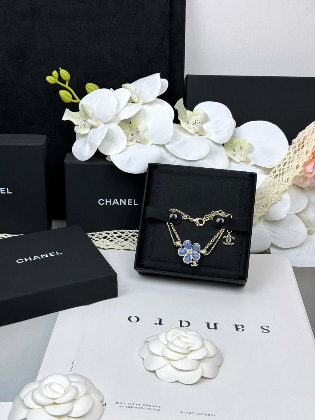 [Marin]VOLTE New Blue Floral Double-Layer Bracelet