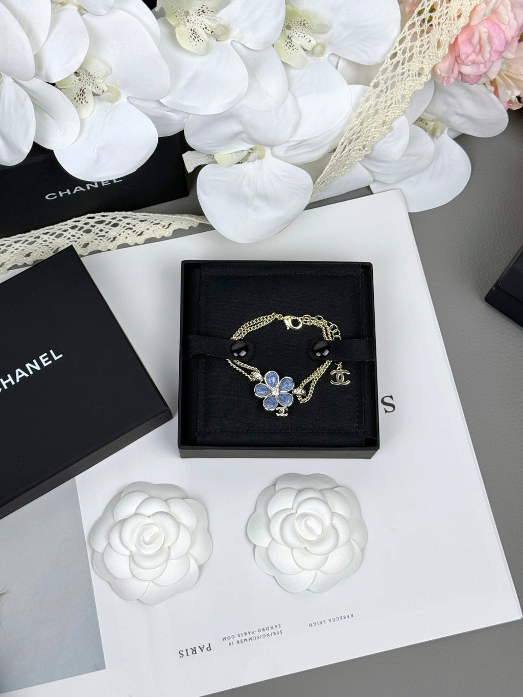 [Marin]VOLTE New Blue Floral Double-Layer Bracelet