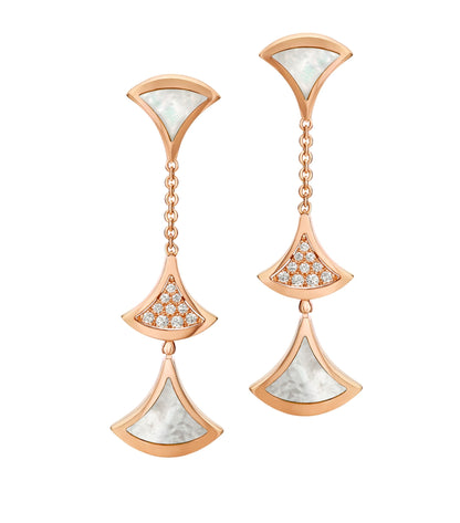 [Marin]DREAM EARRINGS 3 MOTIFS DIAMOND MOP PINK GOLD