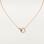 [マリン]LOVE 7.6MM ネックレス ローズゴールド＆シルバー フルダイヤモンド